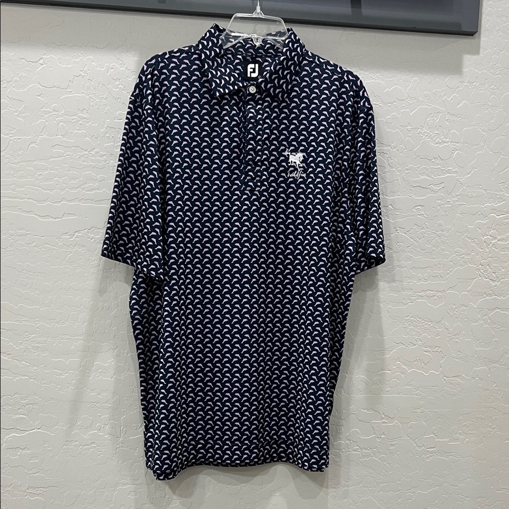 FootJoy Dark Blue Patterned Polo Shirt
